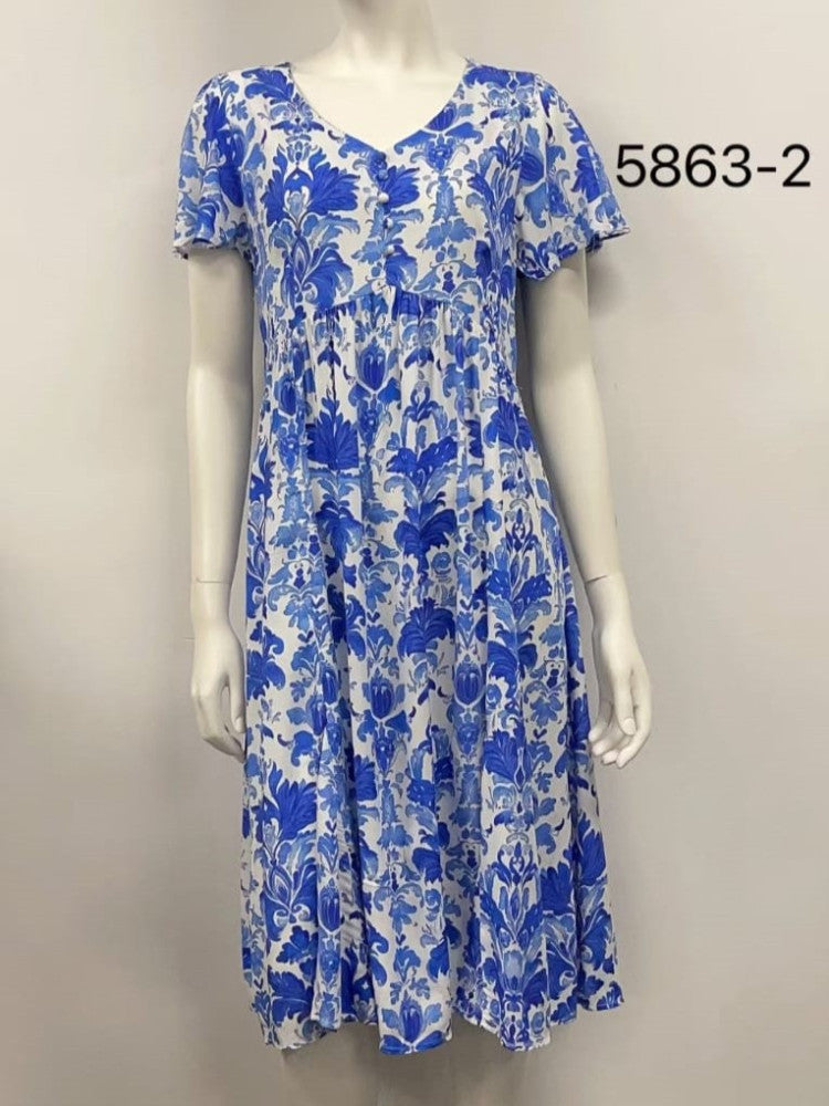 5863 Rayon Printed Dress