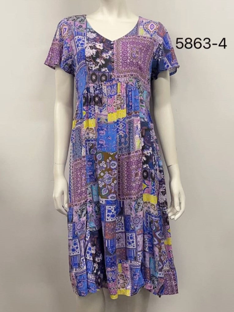 5863 Rayon Printed Dress