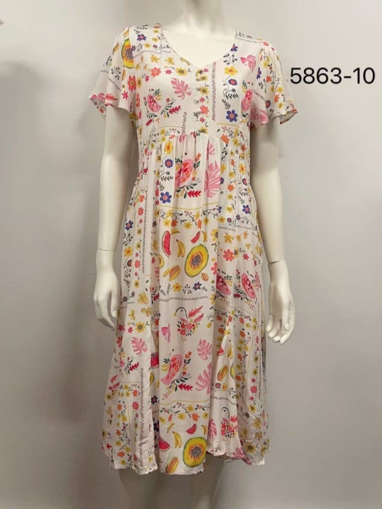 5863 Rayon Printed Dress