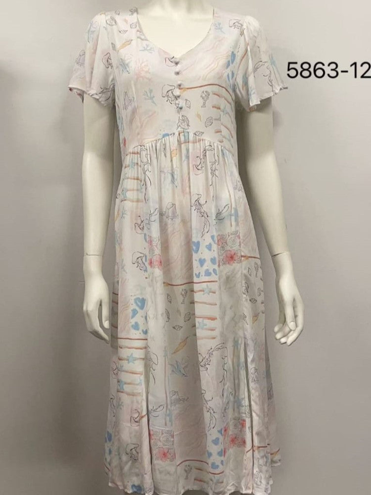 5863 Rayon Printed Dress