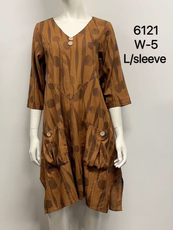 6121 Button Pocket Short Sleeve Dress