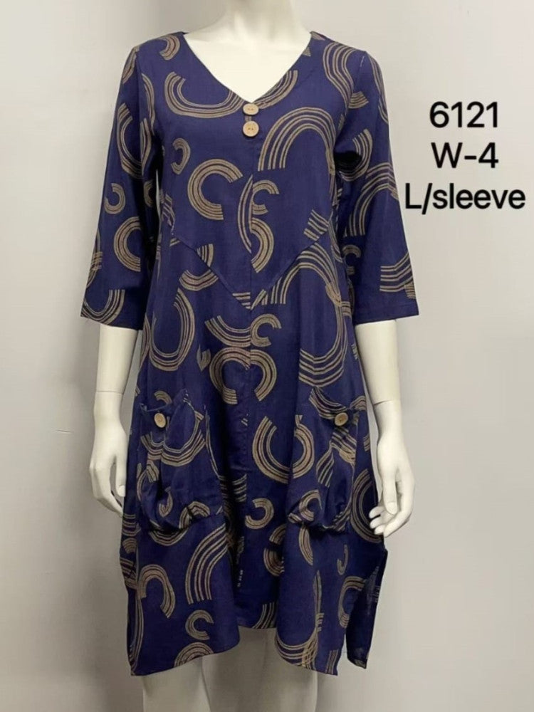 6121 Button Pocket Short Sleeve Dress
