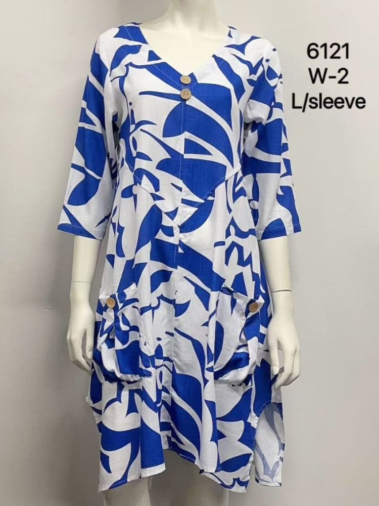 6121 Button Pocket Short Sleeve Dress