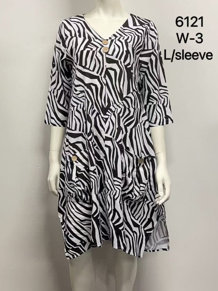 6121 Button Pocket Short Sleeve Dress