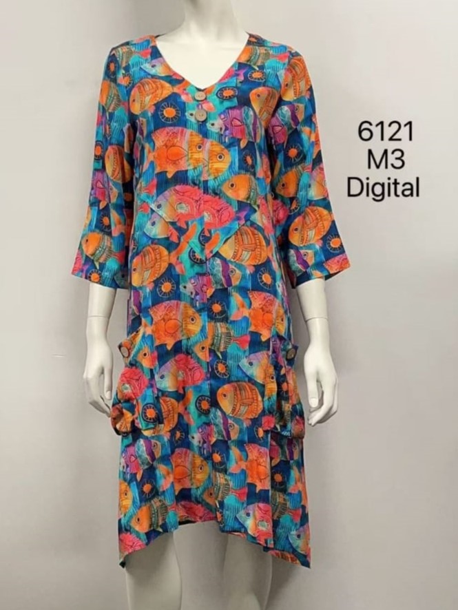 6121 Button Pocket Short Sleeve Dress