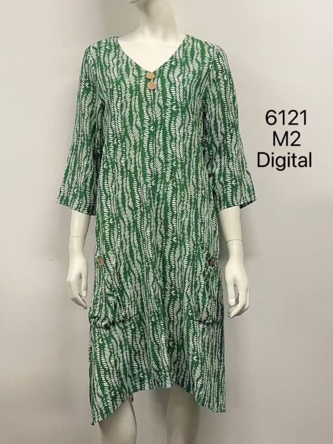 6121 Button Pocket Short Sleeve Dress