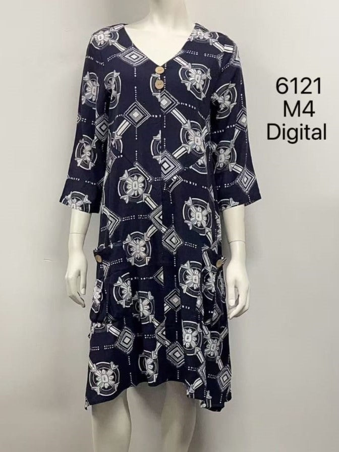 Button Pocket Long Sleeve Dress