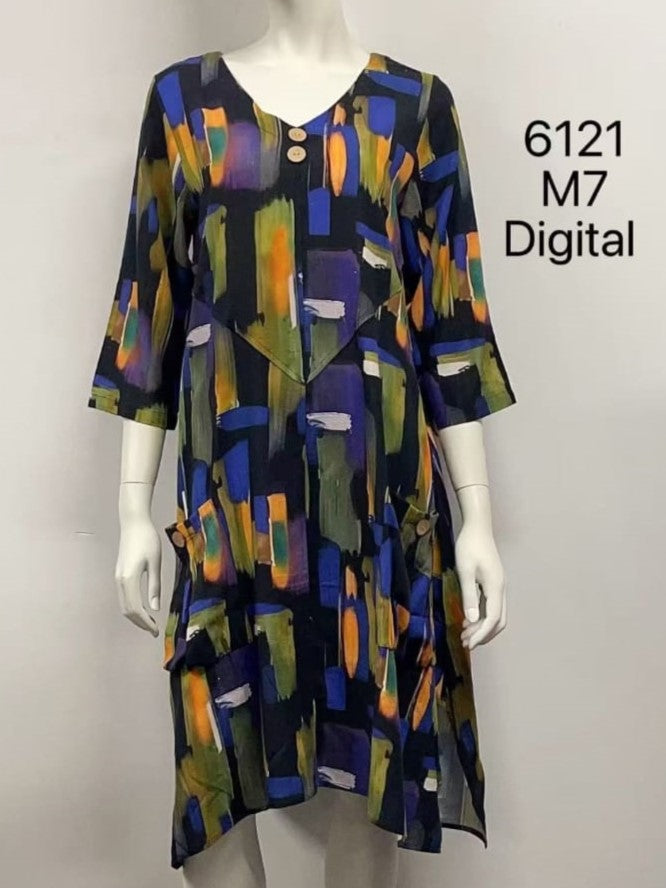 Button Pocket Long Sleeve Dress