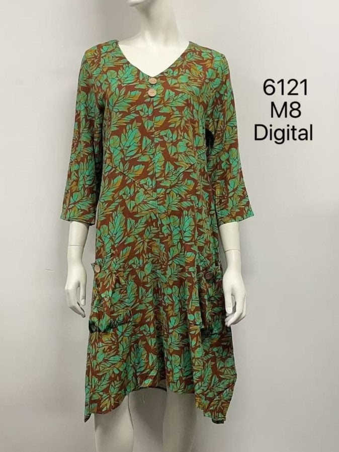 Button Pocket Long Sleeve Dress