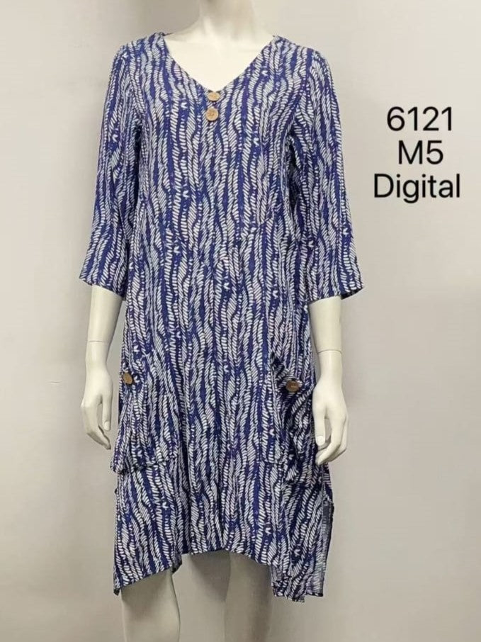 Button Pocket Long Sleeve Dress