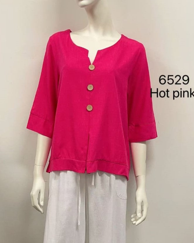 Quarter Sleeve Button Top