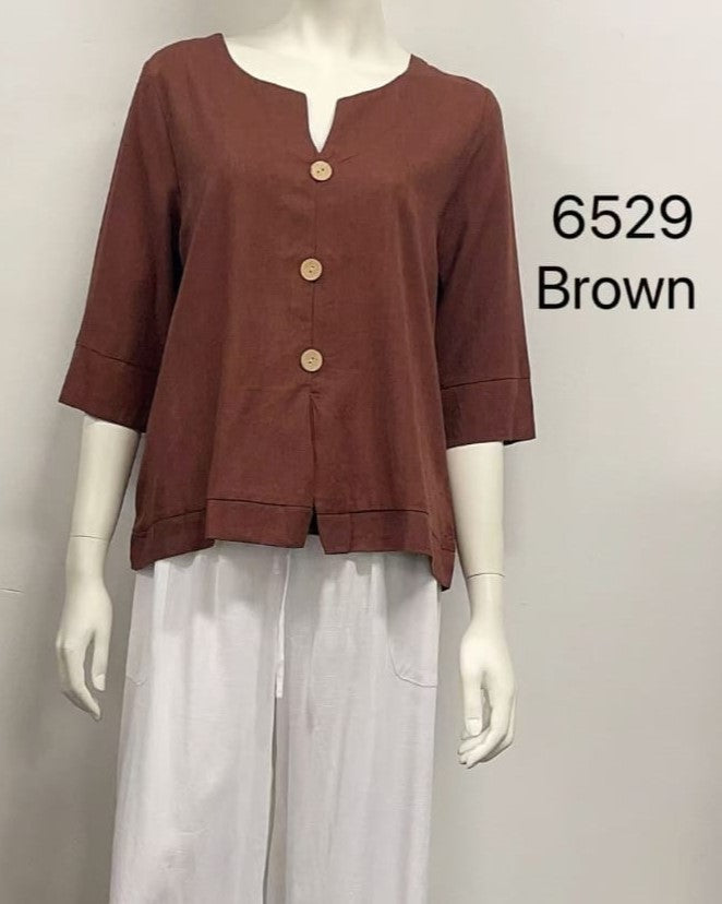 Quarter Sleeve Button Top