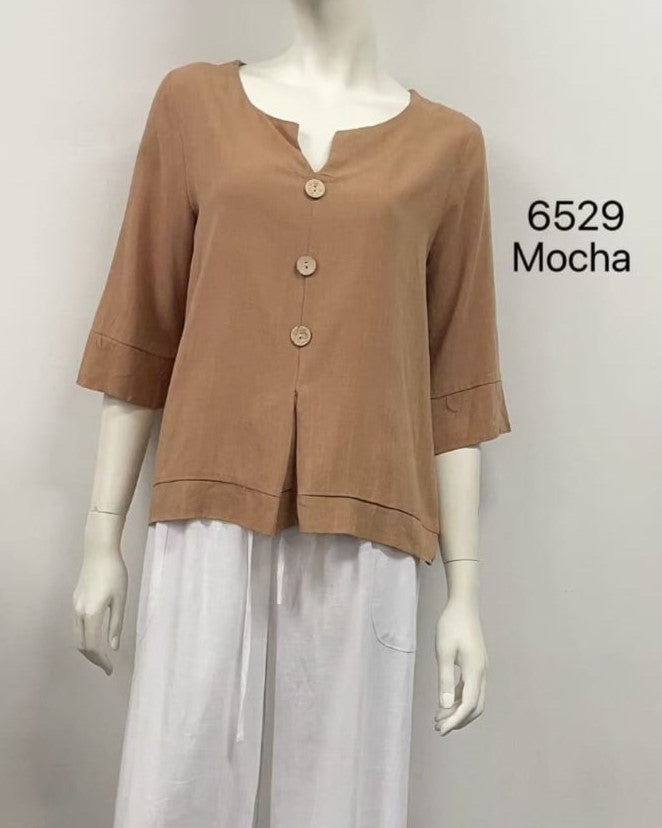 Quarter Sleeve Button Top