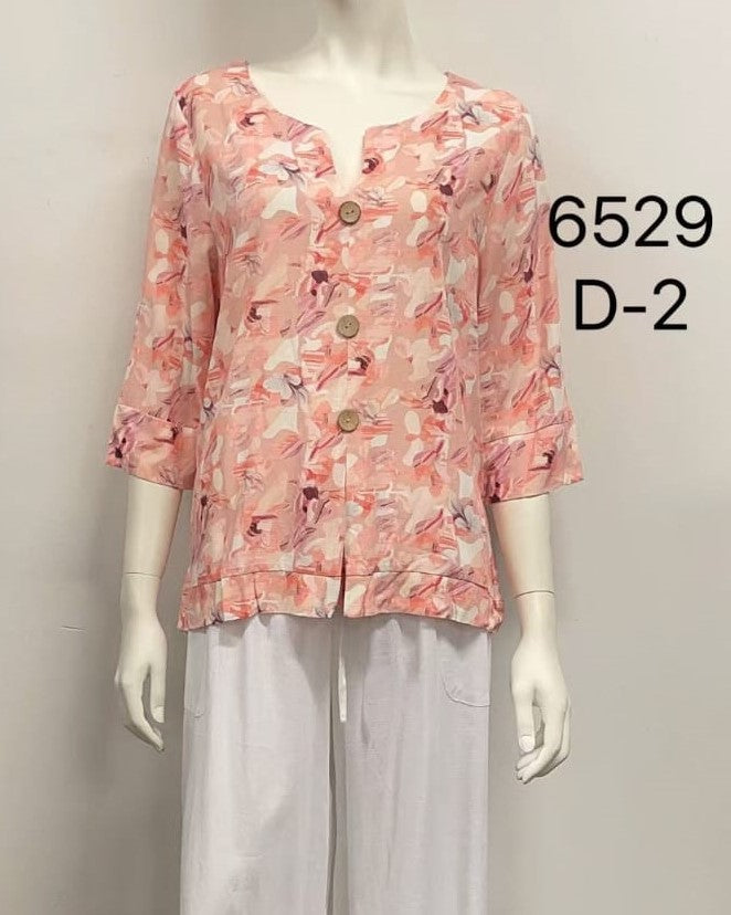 Quarter Sleeve Button Top