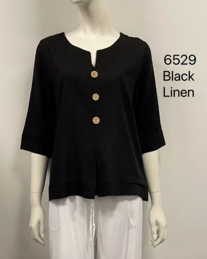 Quarter Sleeve Button Top