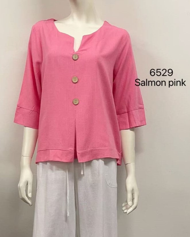Quarter Sleeve Button Top