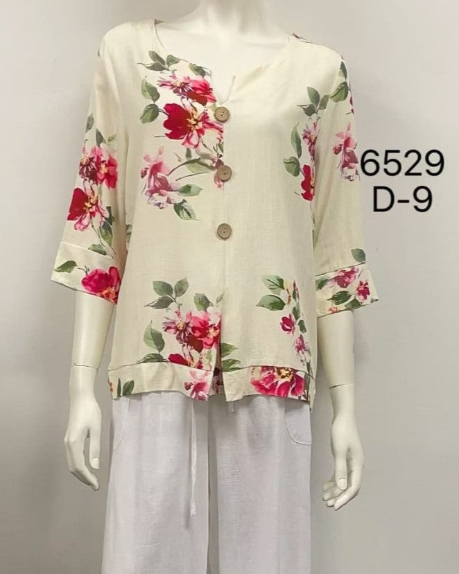 Quarter Sleeve Button Top