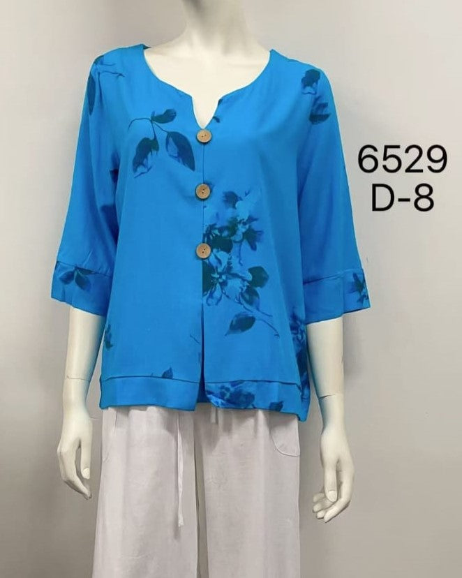 Quarter Sleeve Button Top