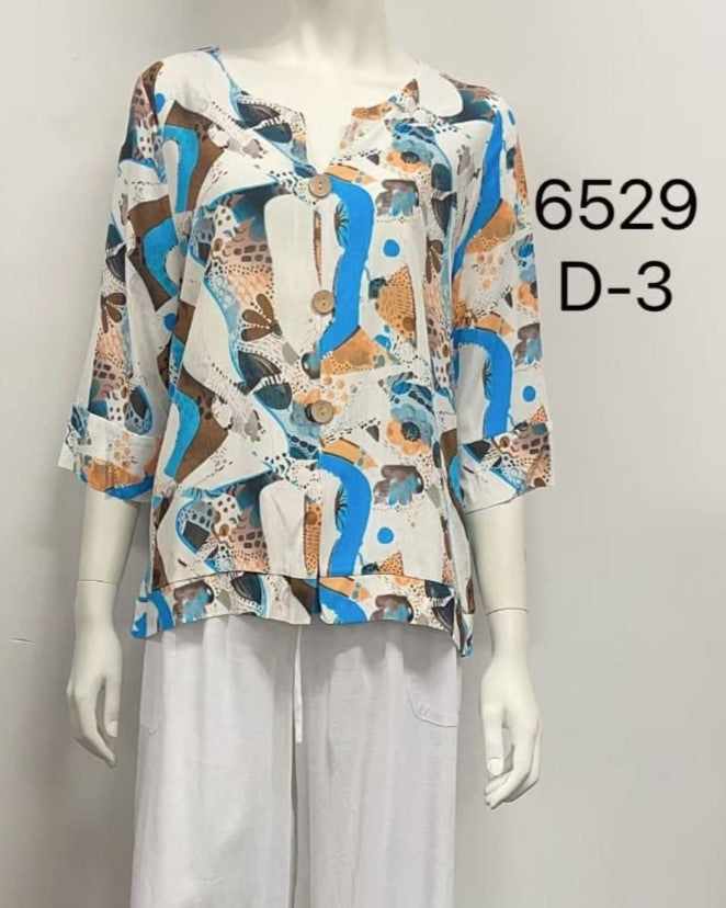 Quarter Sleeve Button Top