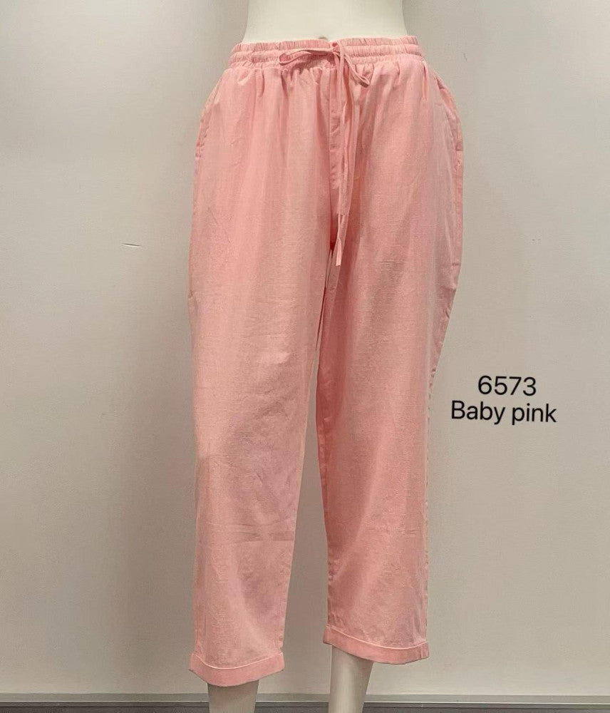 Elastic Waist Drawstring Relaxed Cotton Pants