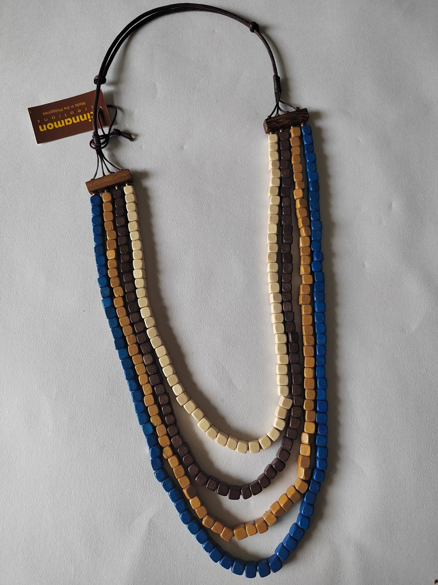 4 Rows of Small Wooden Cubes Necklace N7-457ACME