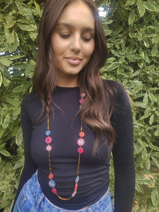 Burgundy Embroidered Long Necklace N6-5926CDG