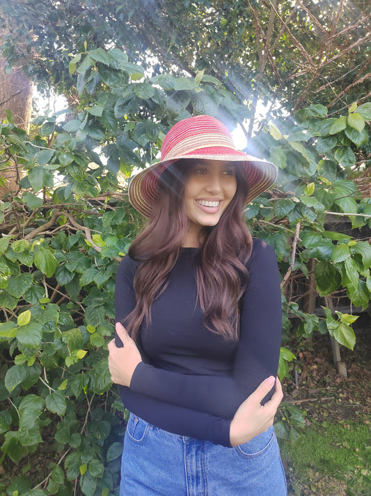 Bucket Summer Beach Hat - 7240 Red