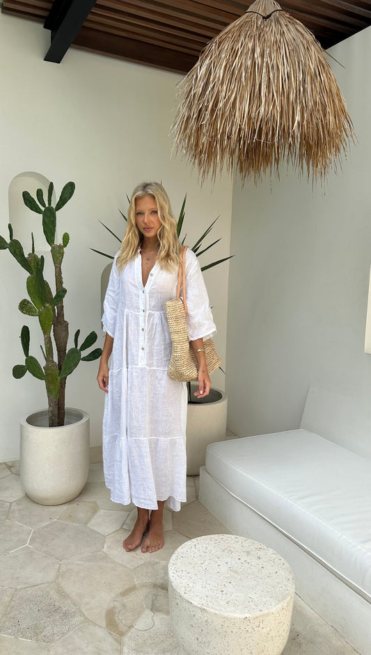 Alessandra Tiered Dress Blanc