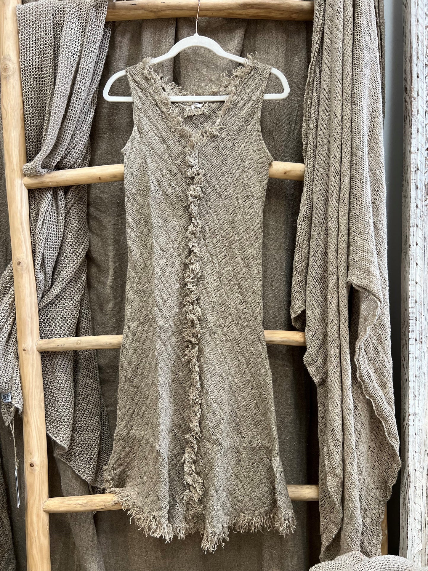 Isabella Bias Cut Textured Dress Natural Spaced