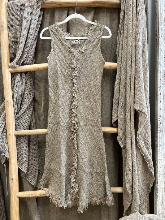 Isabella Bias Cut Textured Dress Natural Spaced
