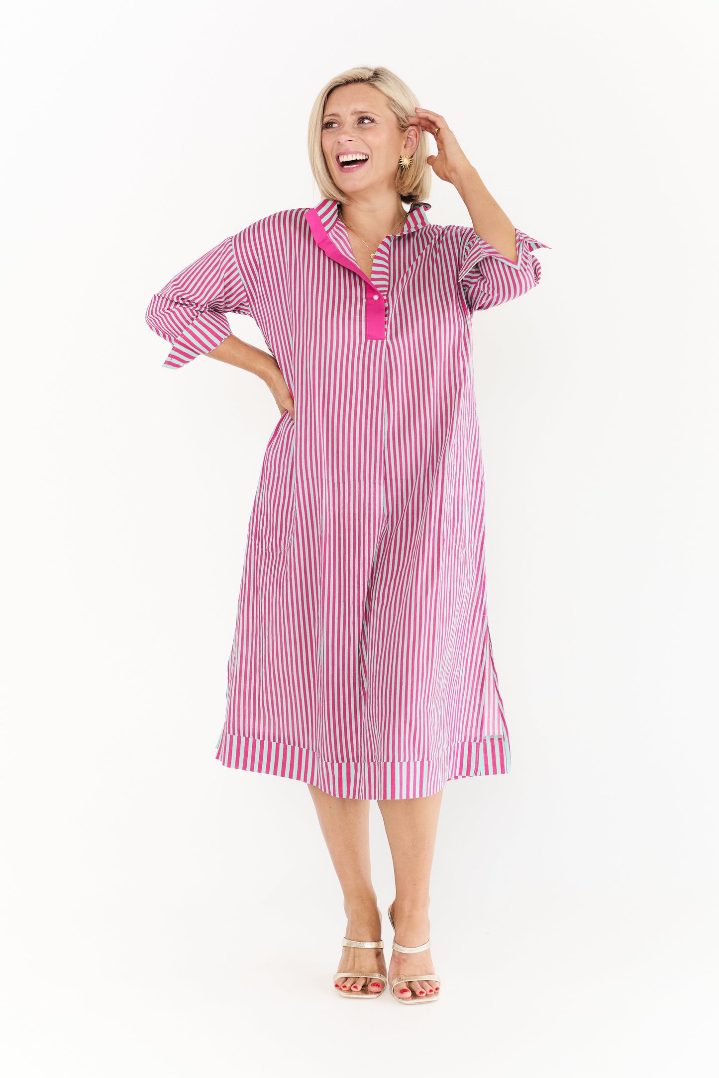 FESTIVAL PINK STRIPE DRESS