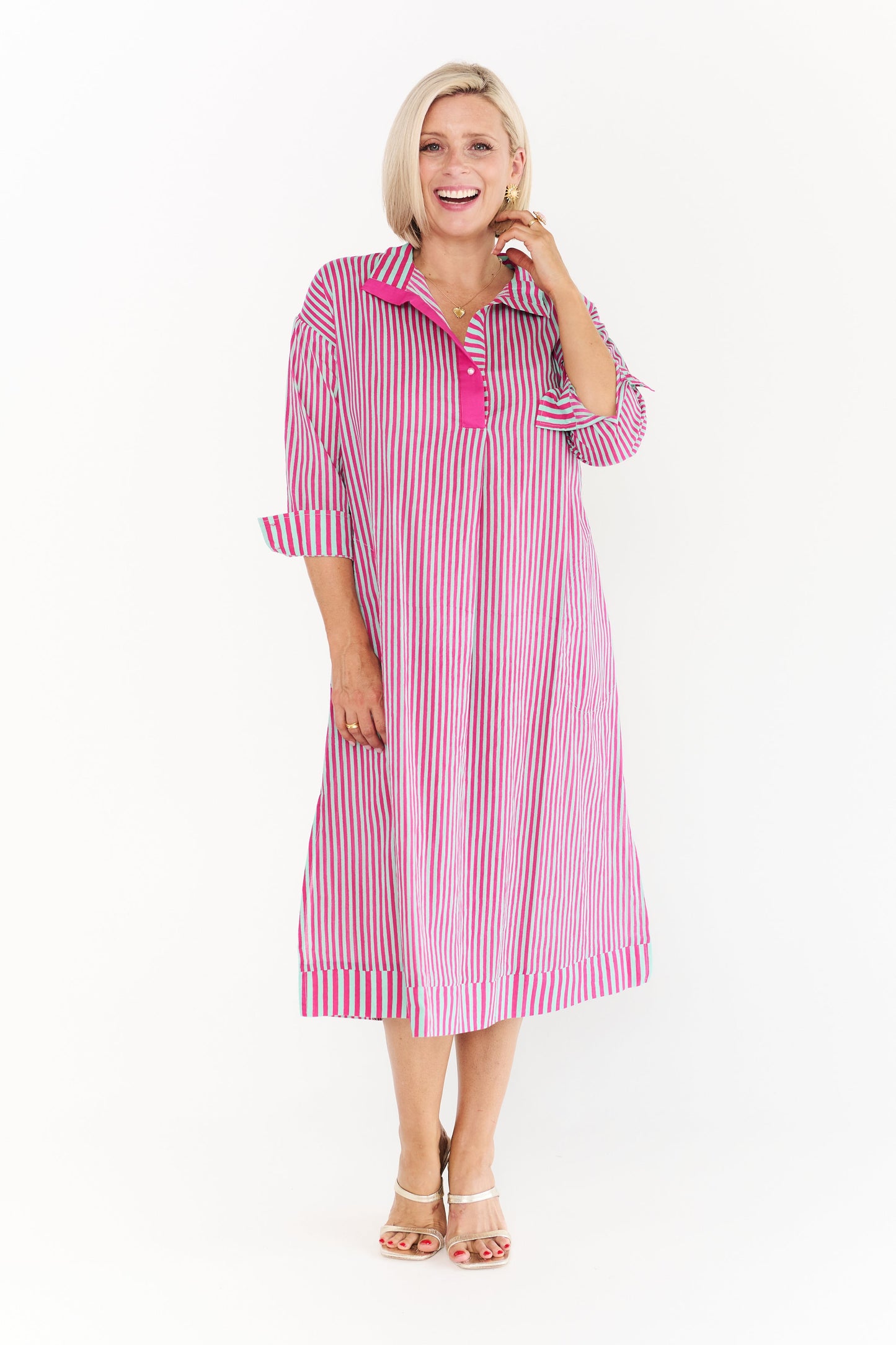 FESTIVAL PINK STRIPE DRESS