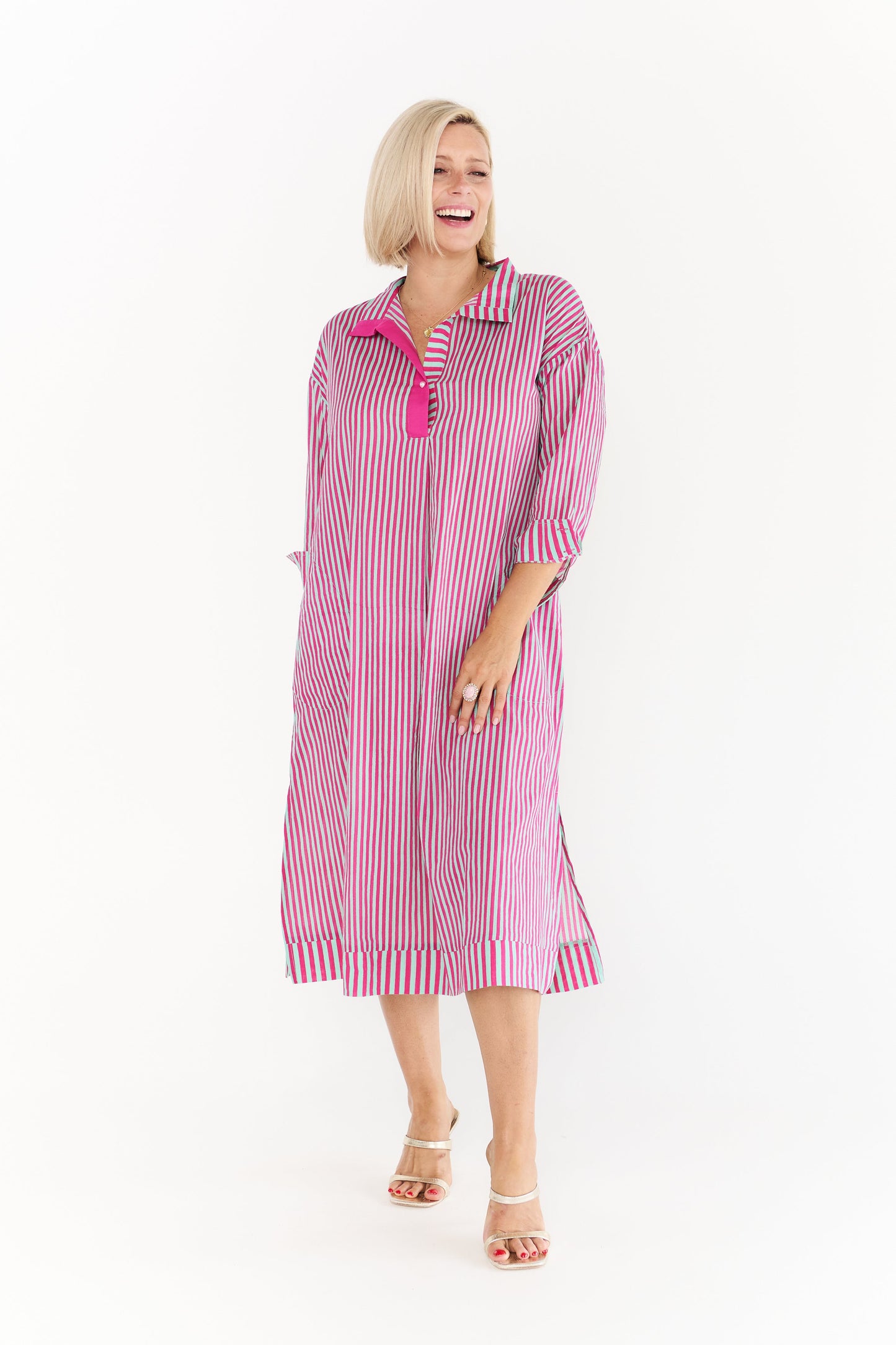 FESTIVAL PINK STRIPE DRESS