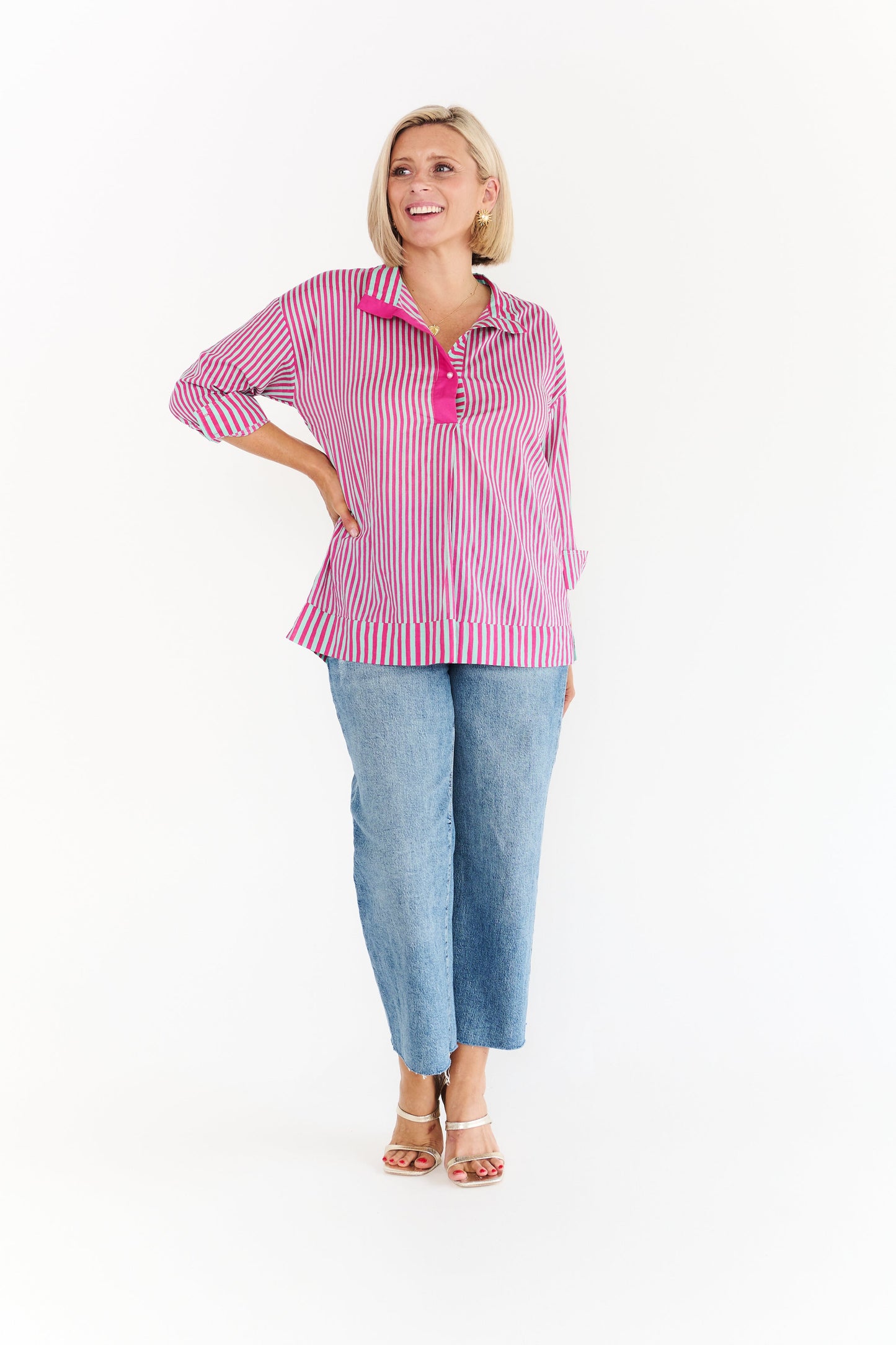 FESTIVAL PINK STRIPE SHIRT