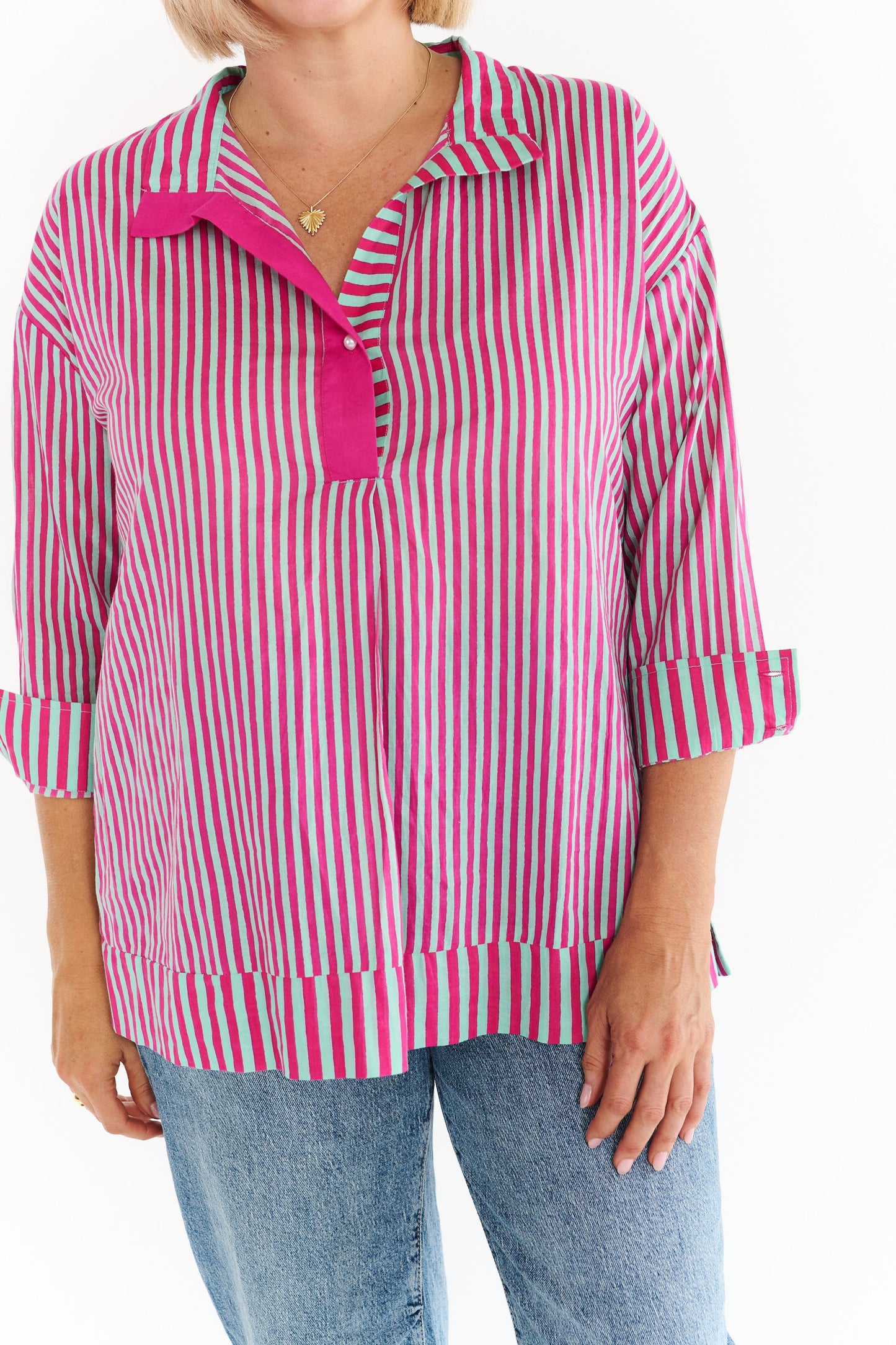 FESTIVAL PINK STRIPE SHIRT