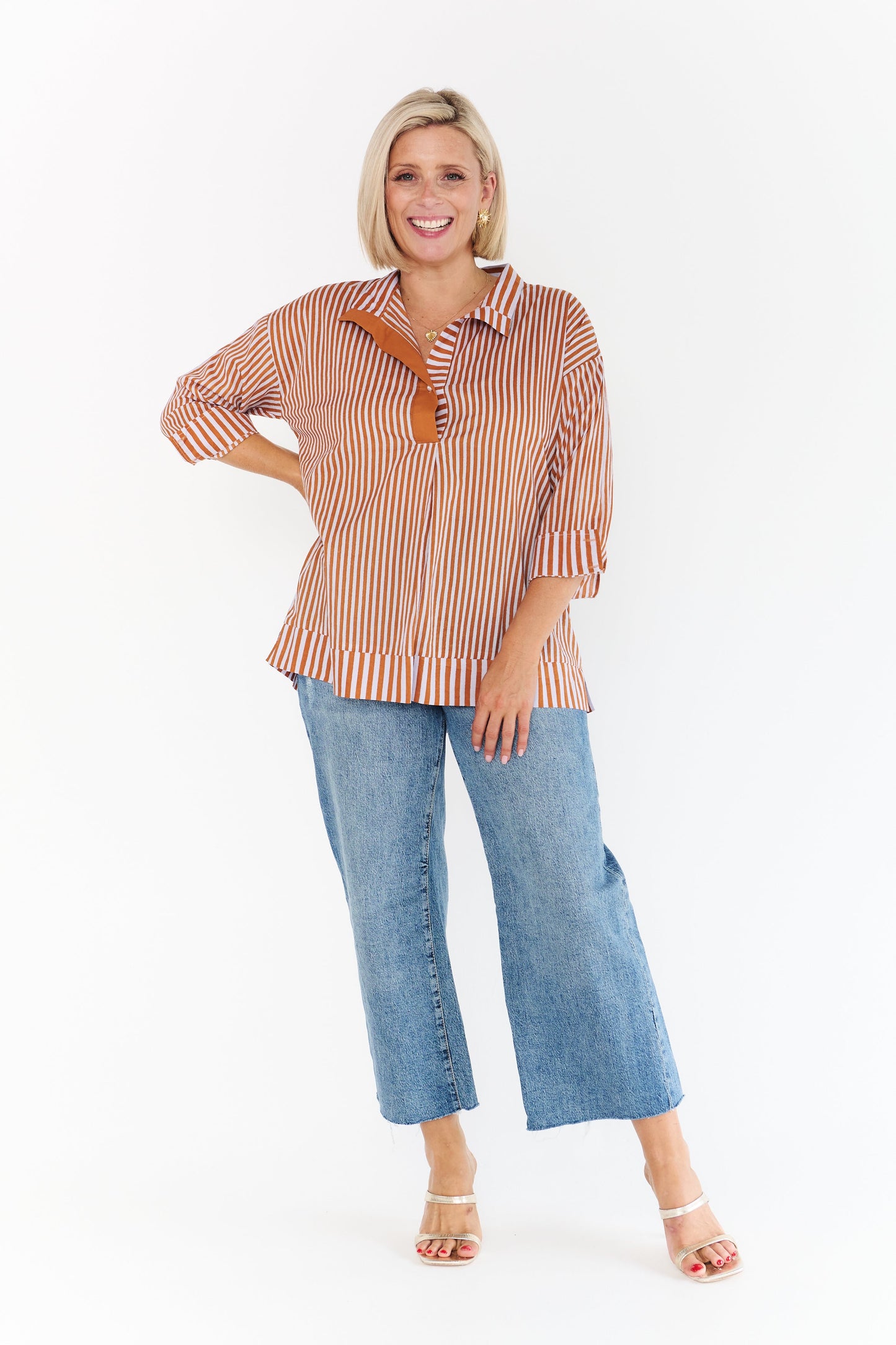 FESTIVAL BROWN STRIPE SHIRT