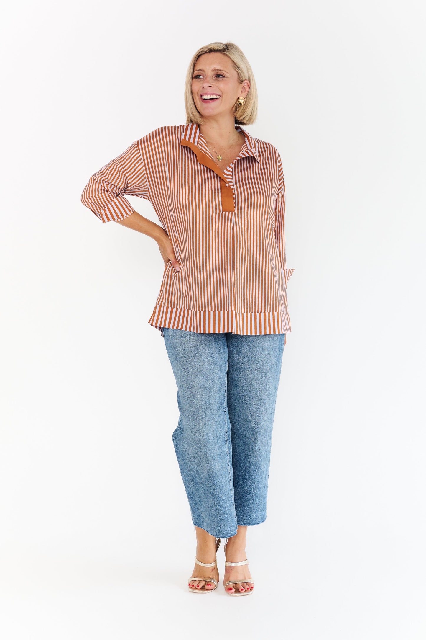 FESTIVAL BROWN STRIPE SHIRT