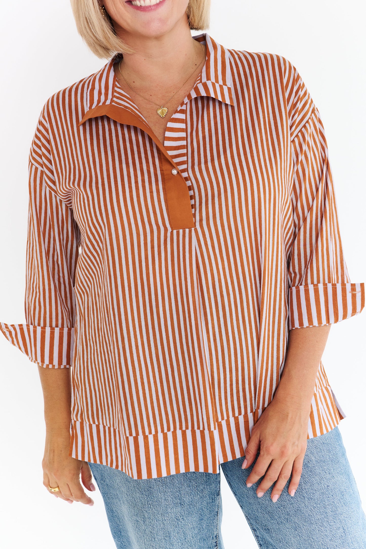FESTIVAL BROWN STRIPE SHIRT