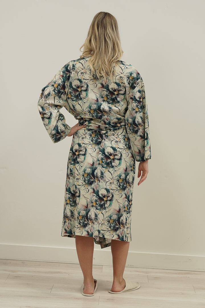 Coastal Botanical Blue Kimono