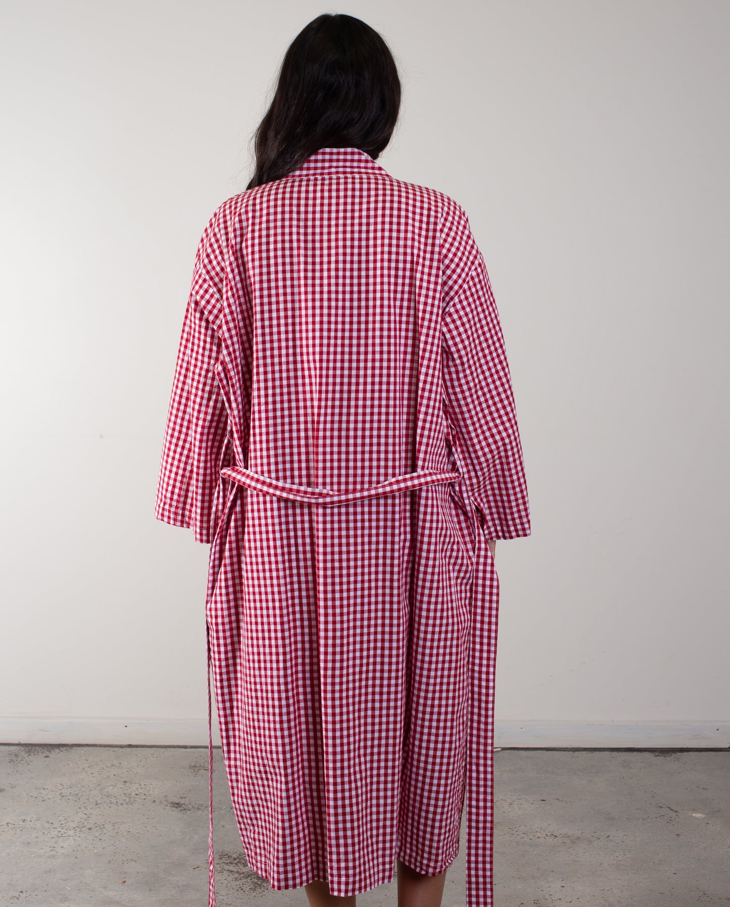 Red Check Dressing Gown/ Kimono Robe