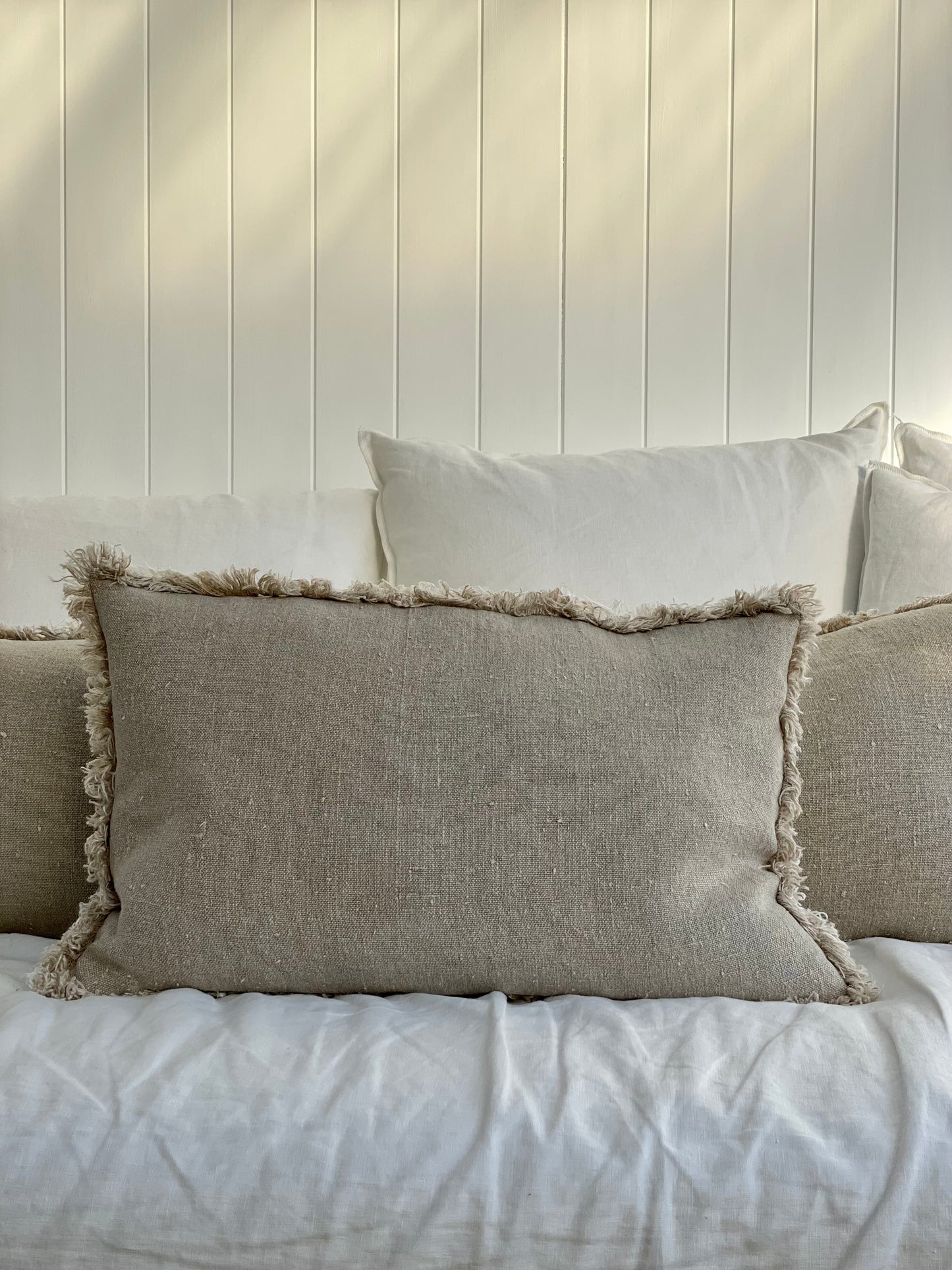 Briar Reversible Frayed Linen Cushion Cover 40 X 60 Cm