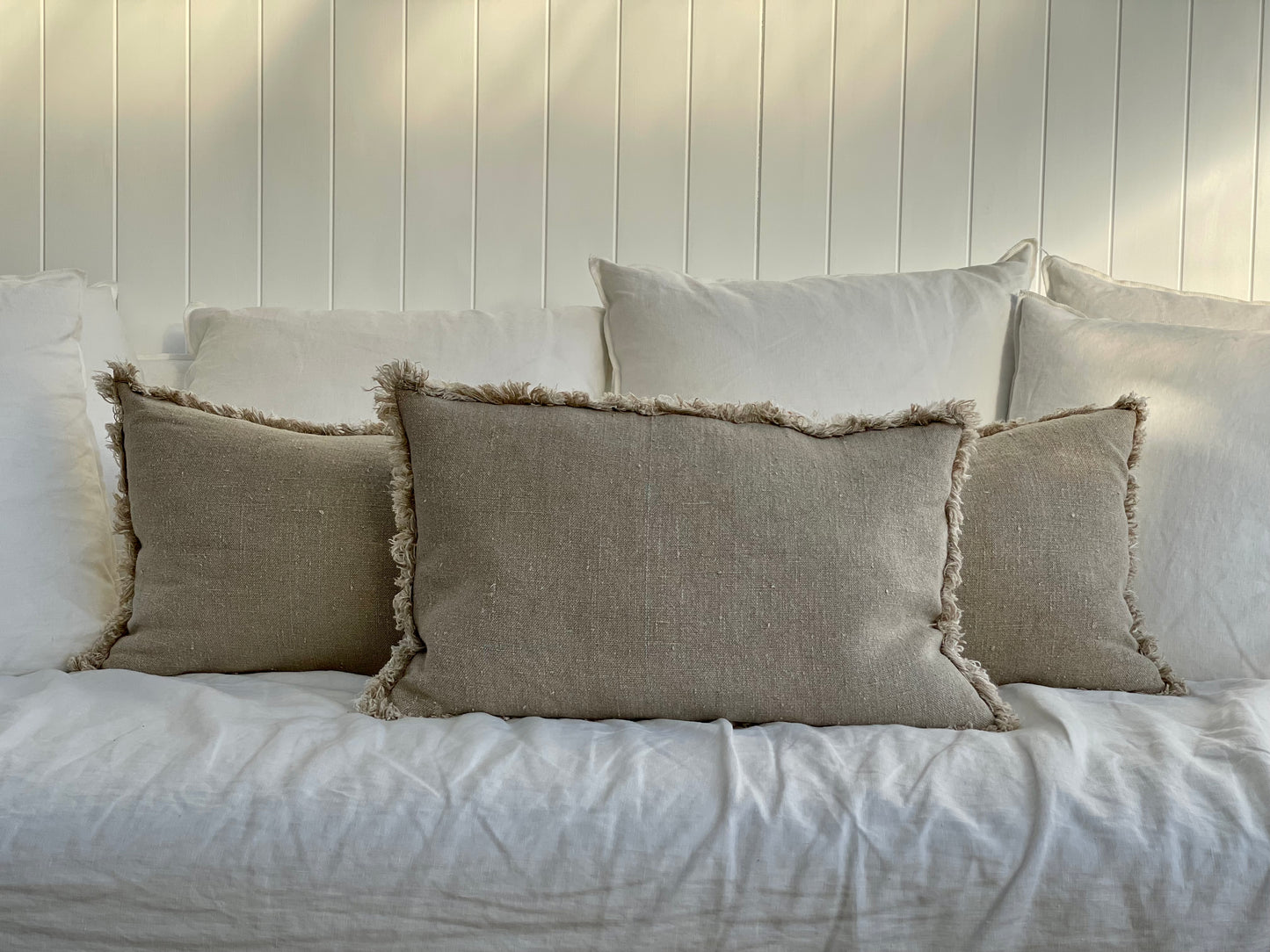 Briar Reversible Frayed Linen Cushion Cover 40 X 60 Cm