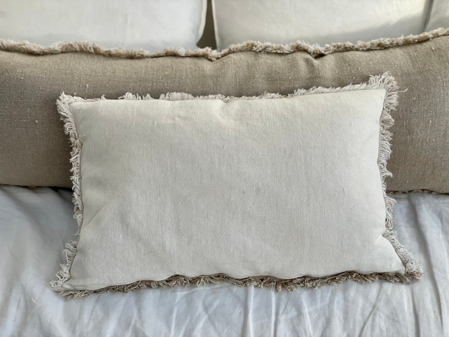 Briar Reversible Frayed Linen Cushion Cover 40 X 60 Cm
