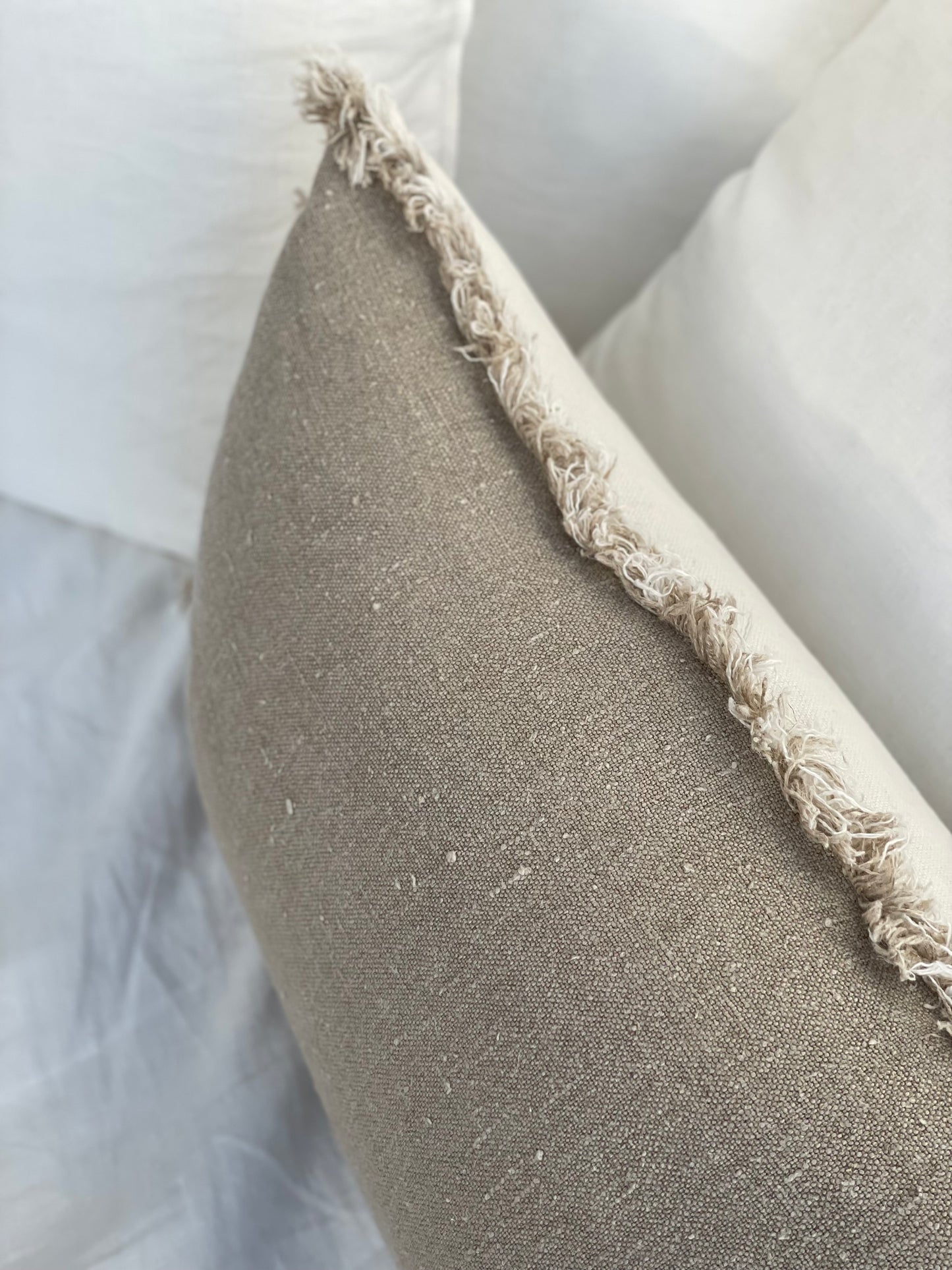 Briar Reversible Frayed Linen Cushion Cover 40 X 120 Cm