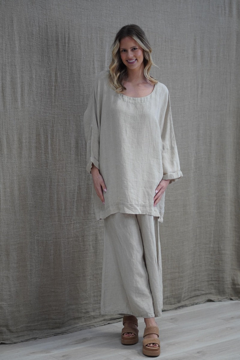 Lia Oversized Top With Sleeves Natural