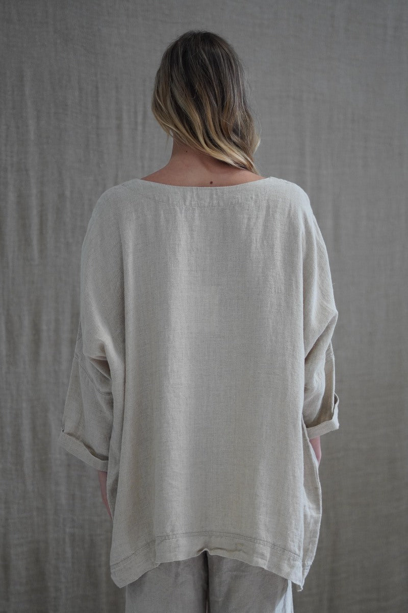 Lia Oversized Top With Sleeves Natural