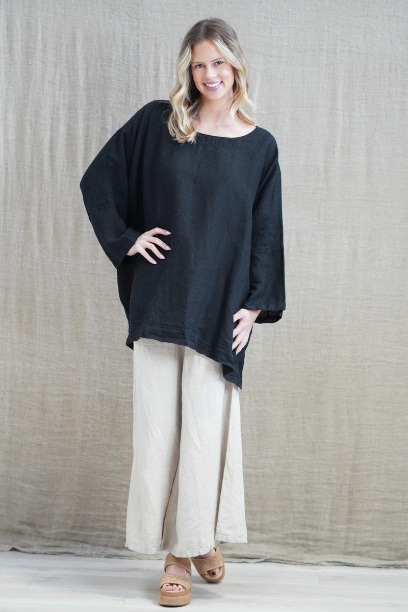 Lia Oversized Top With Sleeves Black