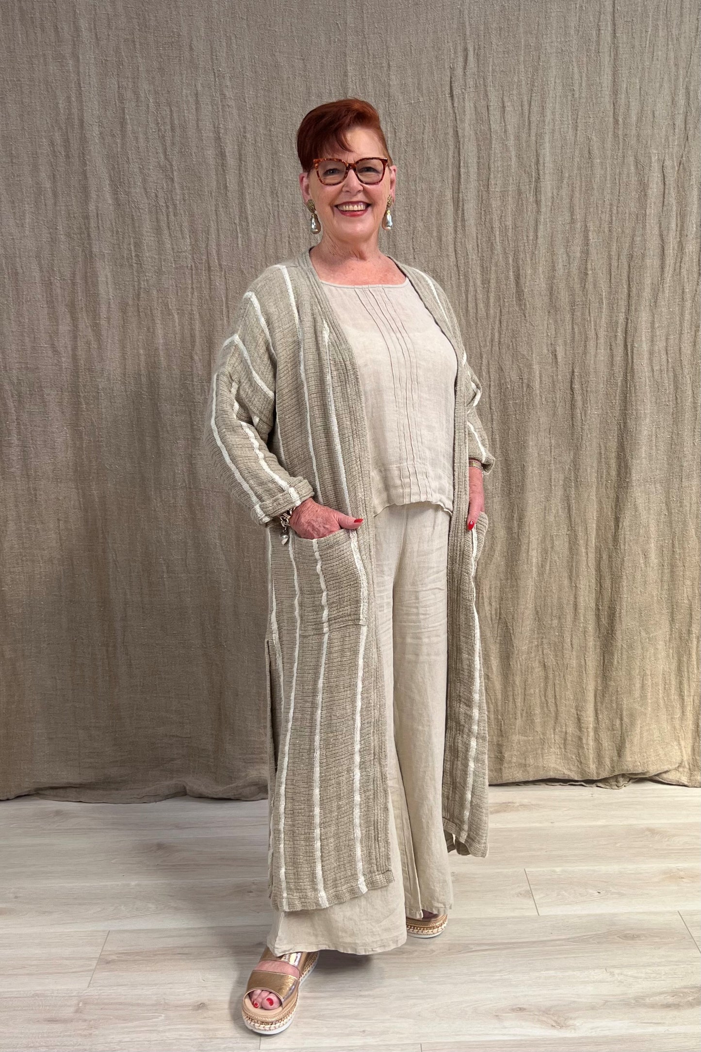 Audrey Natural Long Cardigan