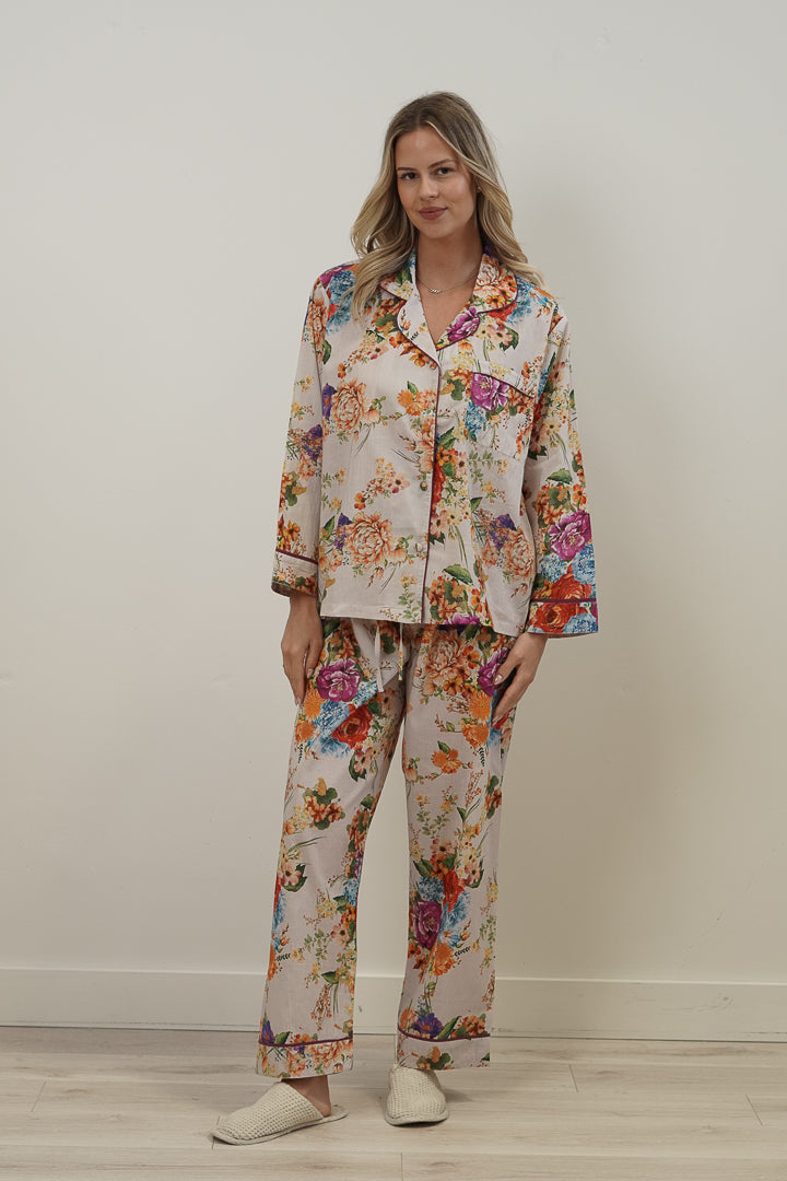 Camilla Bouquet White Long Pj Set
