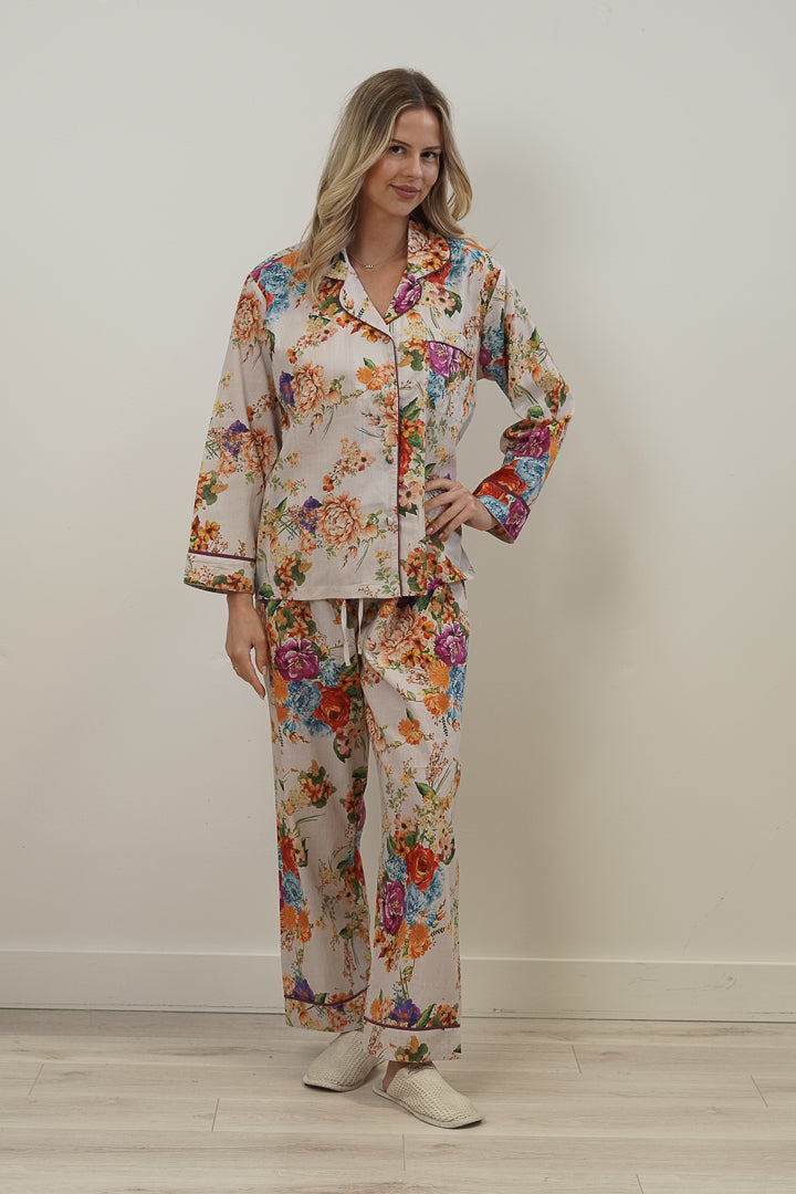 Camilla Bouquet White Long Pj Set